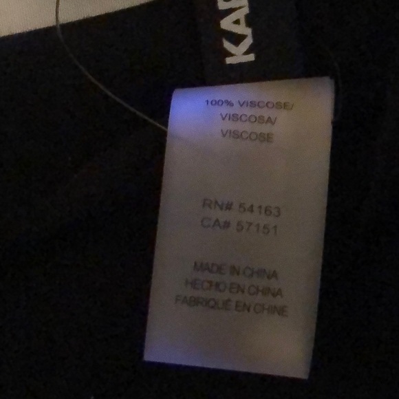 Karl Lagerfeld Black Rectangular Scarf Embellished Stud Choupette & Logo OS NWT - Picture 8 of 16